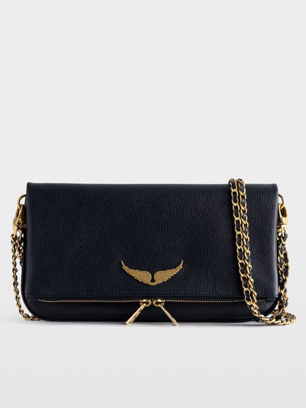 Zadig and Voltaire Rock Clutch in Navy with Gold Hardware